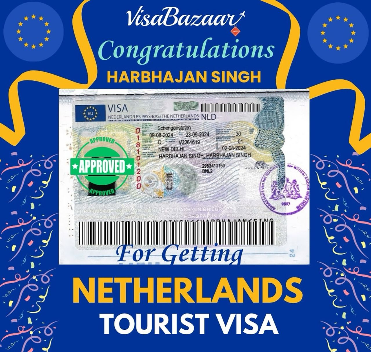 Harbarjan Singh - Netherlands Visa